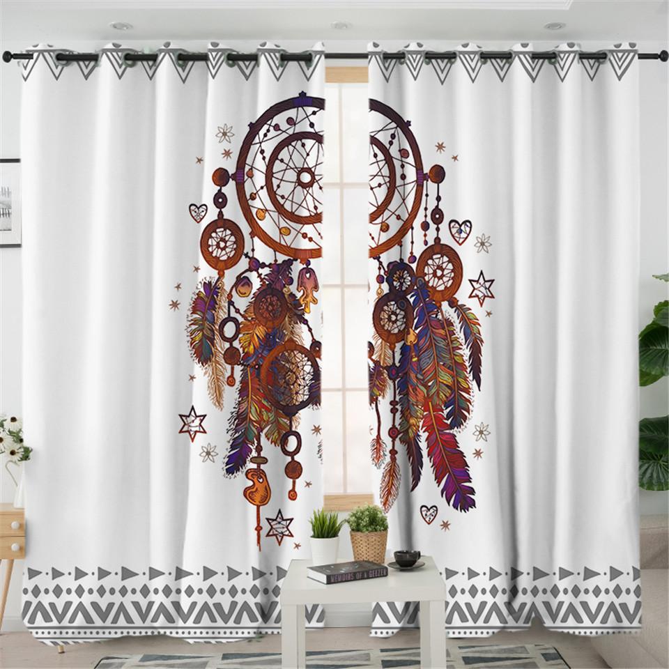 Dreamcatcher Watercolor Native American Design Window Living Room Curtain