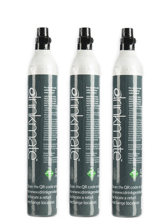 Drinkmate 60L (14.5 oz) CO2 Refill Cylinders for Soda Makers (3 Pack)