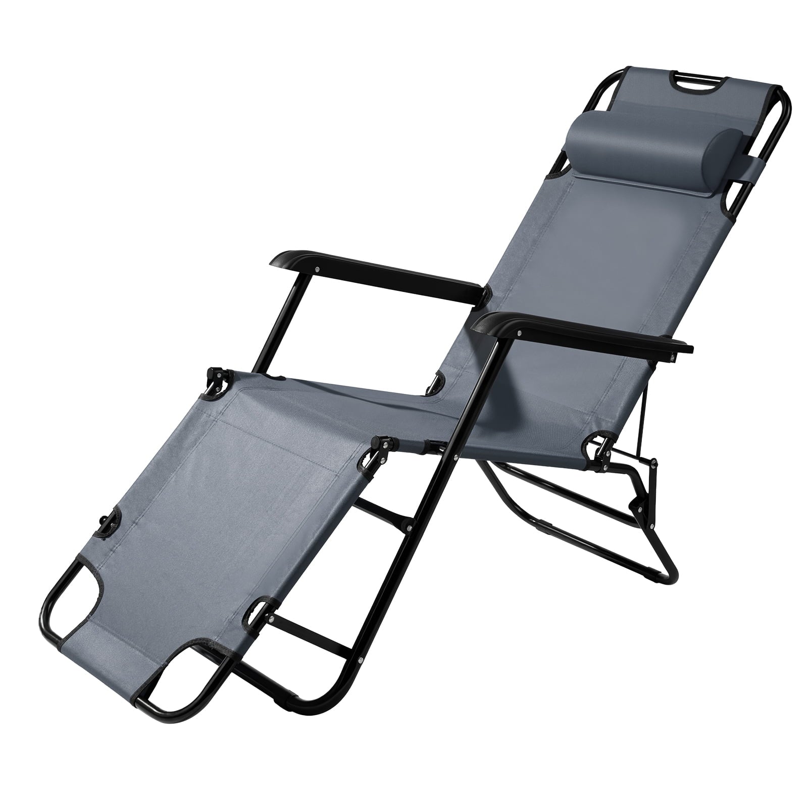 Dual Purpose Folding Recliner Chair, Premium Steel Tube Oxford Fabric Chair, Portable Space Saving Grey Chair, Multifunctional Chair for Indoor Outdoor Daily Use Gift