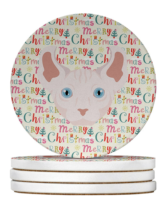 Dwelf Cat Christmas Large Sandstone Coasters Pack of 4 4 in x 4 in