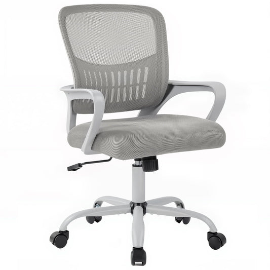EDX Desk Chair with Ergonomic Lumbar Support, Fixed Armrests & Removable Footrest - 250lbs Capacity, Suitable for Home, Office, Bedroom, Pink