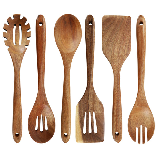 Elama 6 Piece Acacia Wood Kitchen Utensil Set