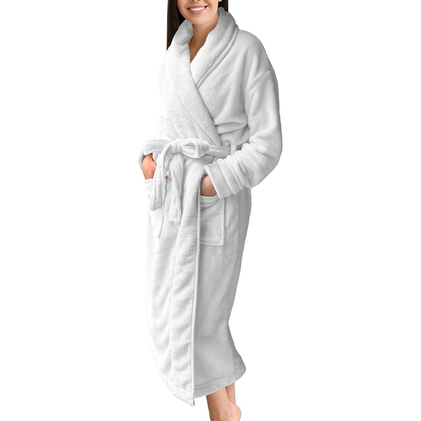 Elegant Comfort 3-Piece Spa Bath Set â€“ Plush Bathrobe & 2 Ribbed Bath Towels, Thick Absorbent Hotel Quality Bathroom Essentials, Red Bath Towel, White Robe ,Large