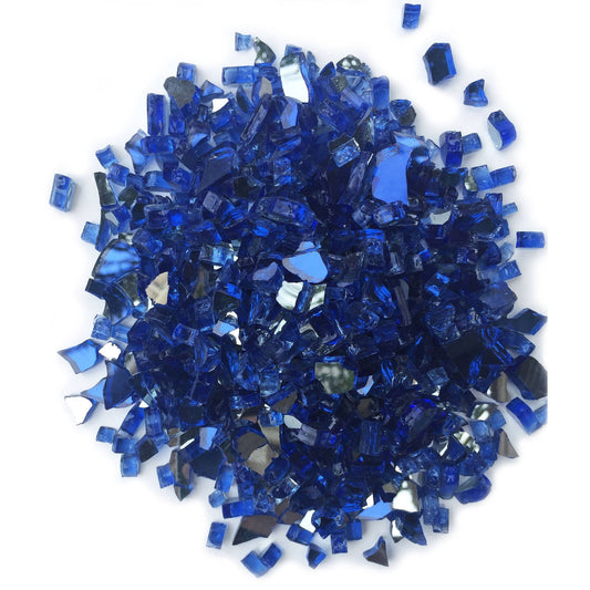 Element Fire Glass Cobalt Blue Reflective 1/4" Fire Glass 10lb, Cobalt Blue Reflective Fire Glass, Indoor or Outdoor Fire Glass