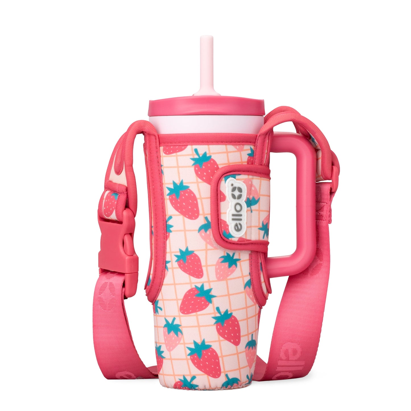 Ello Ultra Clean 24oz Insulated Leak-Proof Lid Tumbler with Sling, Strawberries