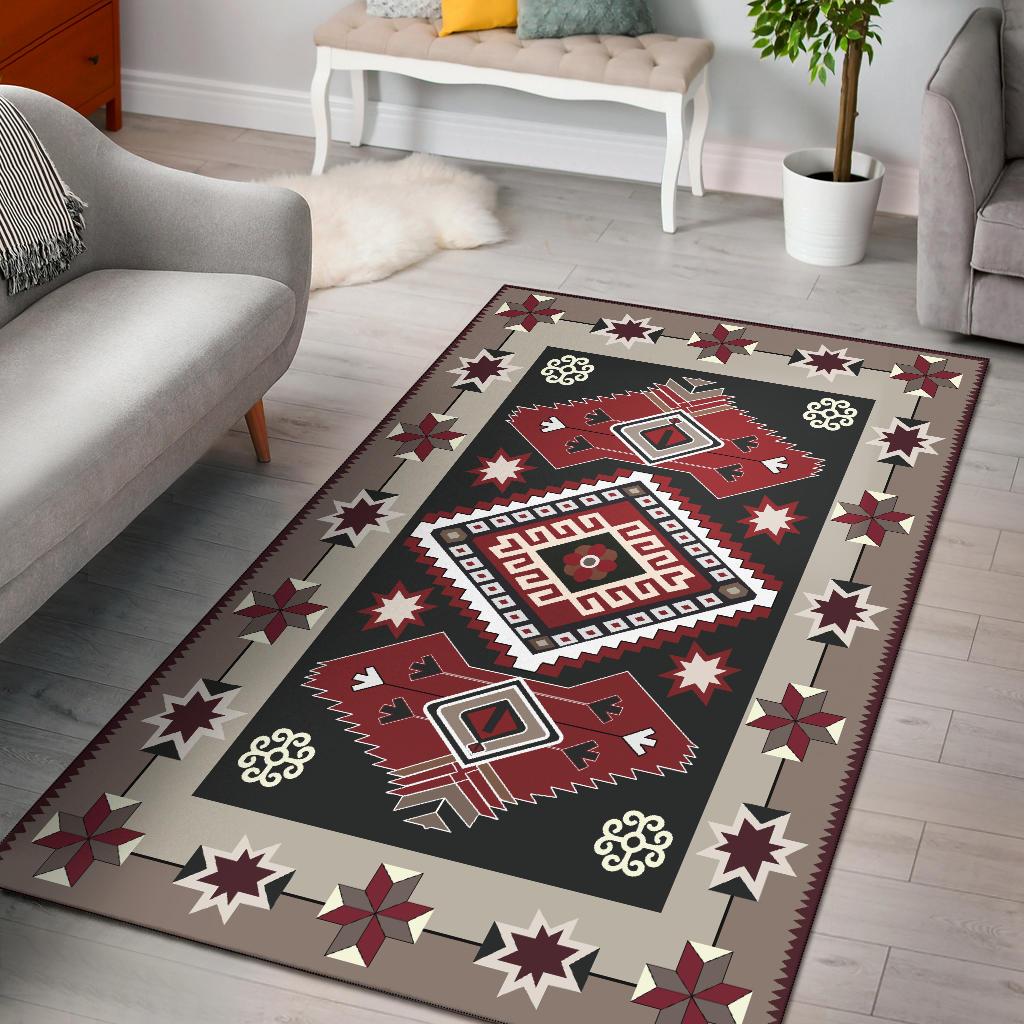 Ethnic Tribal Red Brown Pattern Native American Area Rug
