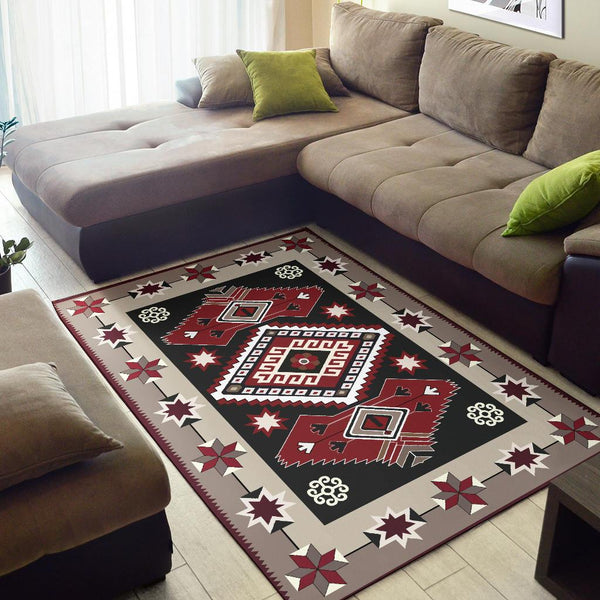 Ethnic Tribal Red Brown Pattern Native American Area Rug