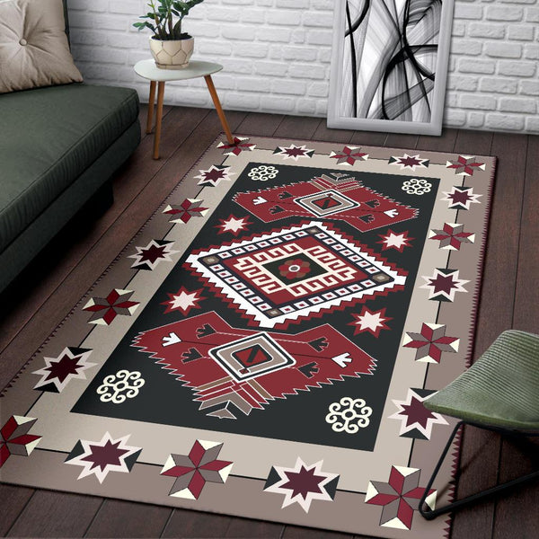 Ethnic Tribal Red Brown Pattern Native American Area Rug