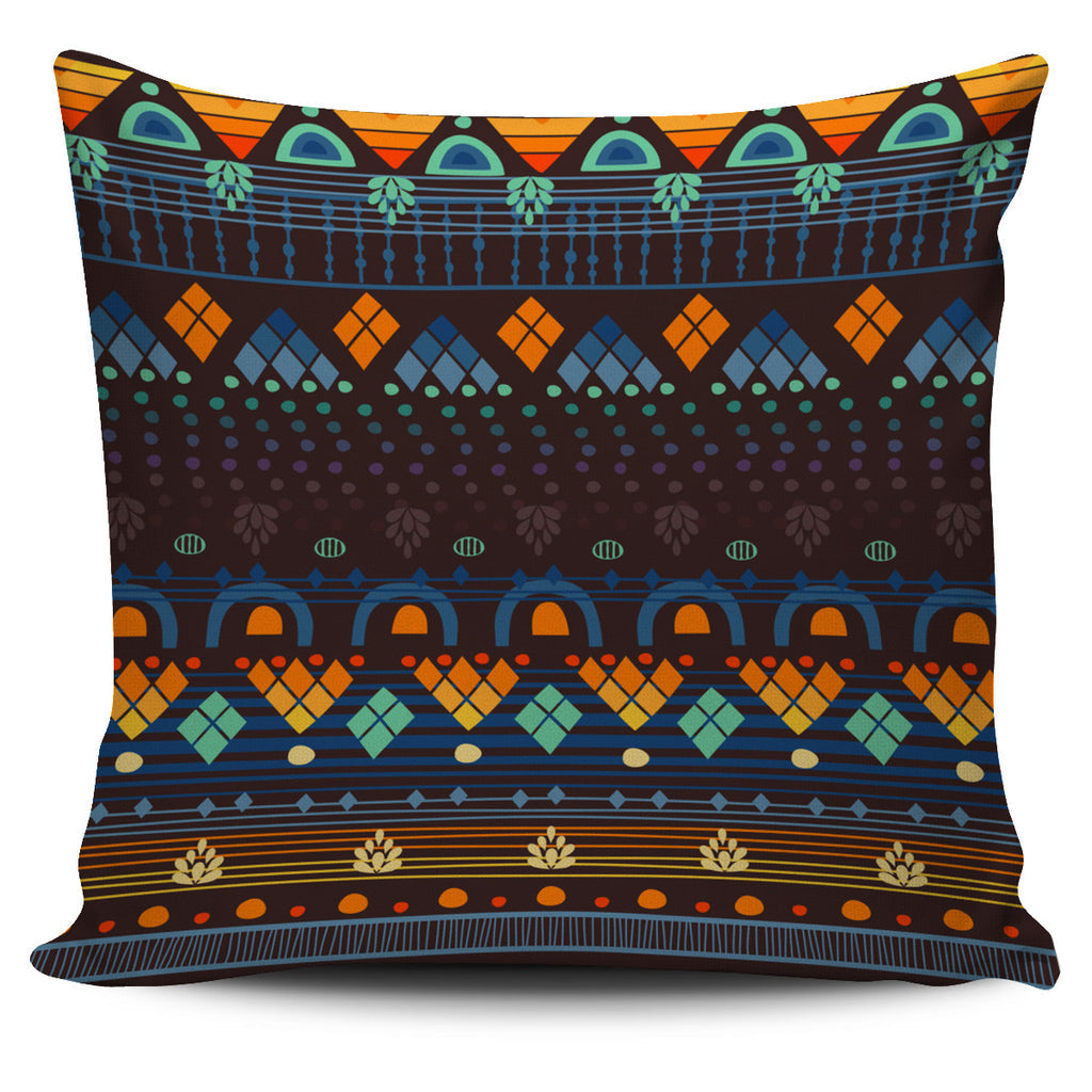 Ethno Brown Blue Pillow Cover