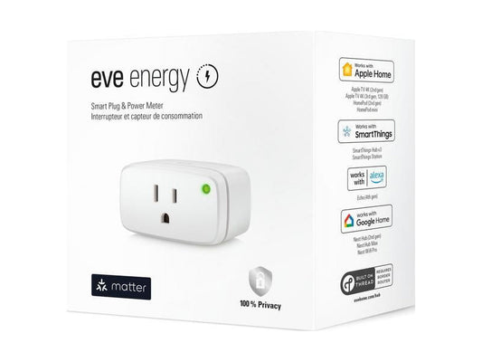 Eve Energy (Matter) - Smart Plug, App and Voice Control, 100% Privacy, Matter Over Thread, Works with Apple Home, Alexa, Google Home, SmartThings