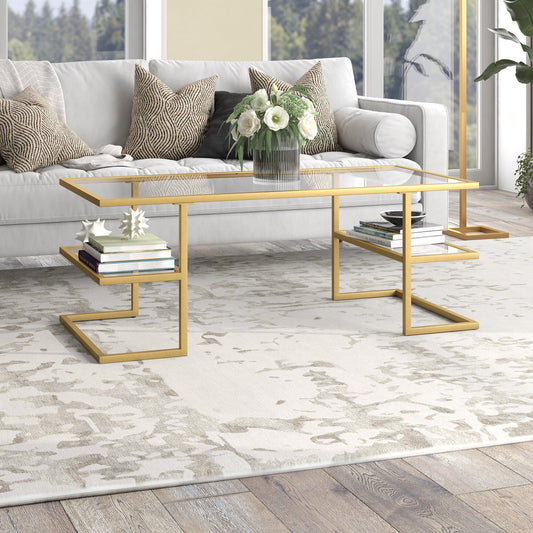Evelyn&Zoe Circe 47" Wide Rectangular Coffee Table, Blackened Bronze