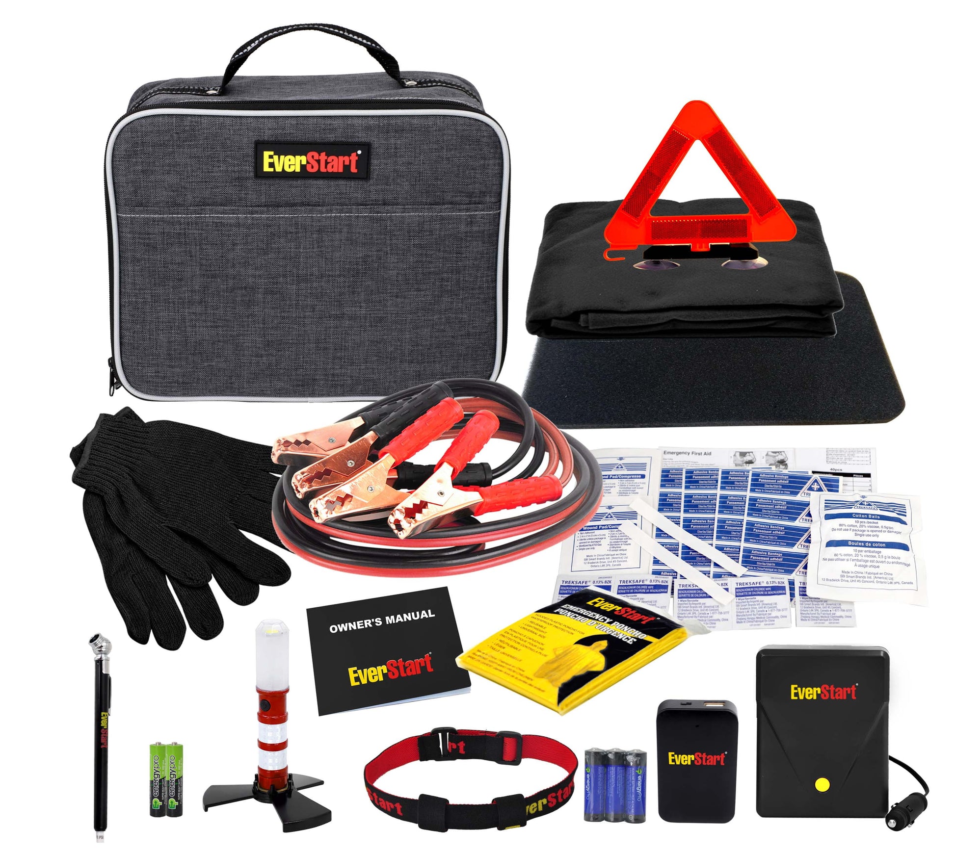 EverStart Roadside Safety Kit & Inflator. Assembled Product Dimensions 10in x 3in x 8in. Weight 3lbs