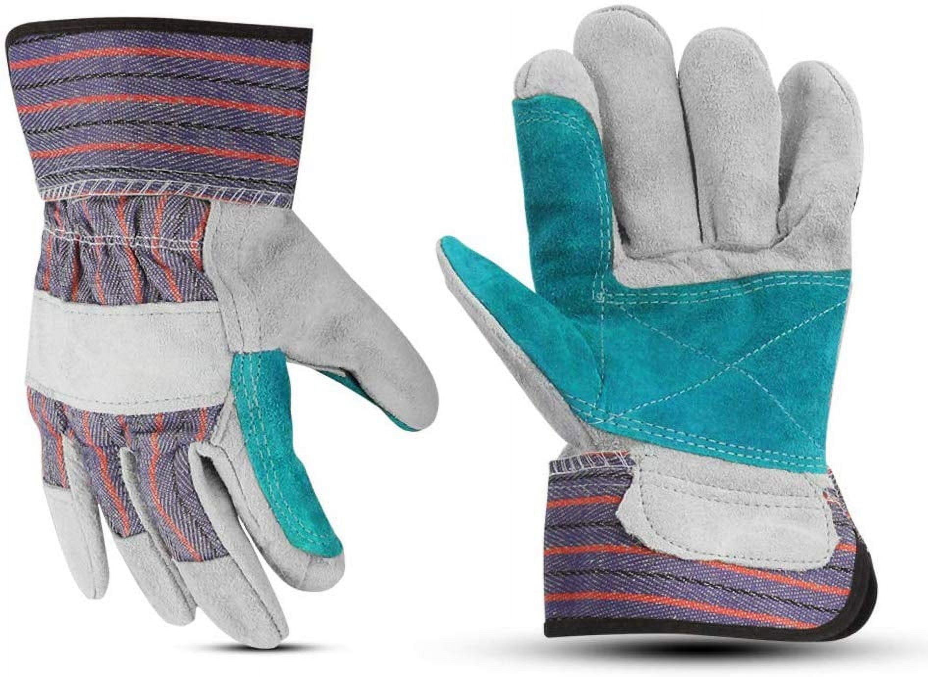FCD Heavy Duty Work Gloves with Safety Cuff and Wing Thumb for Gardening or Landscaping, Size Large 6-Pairs