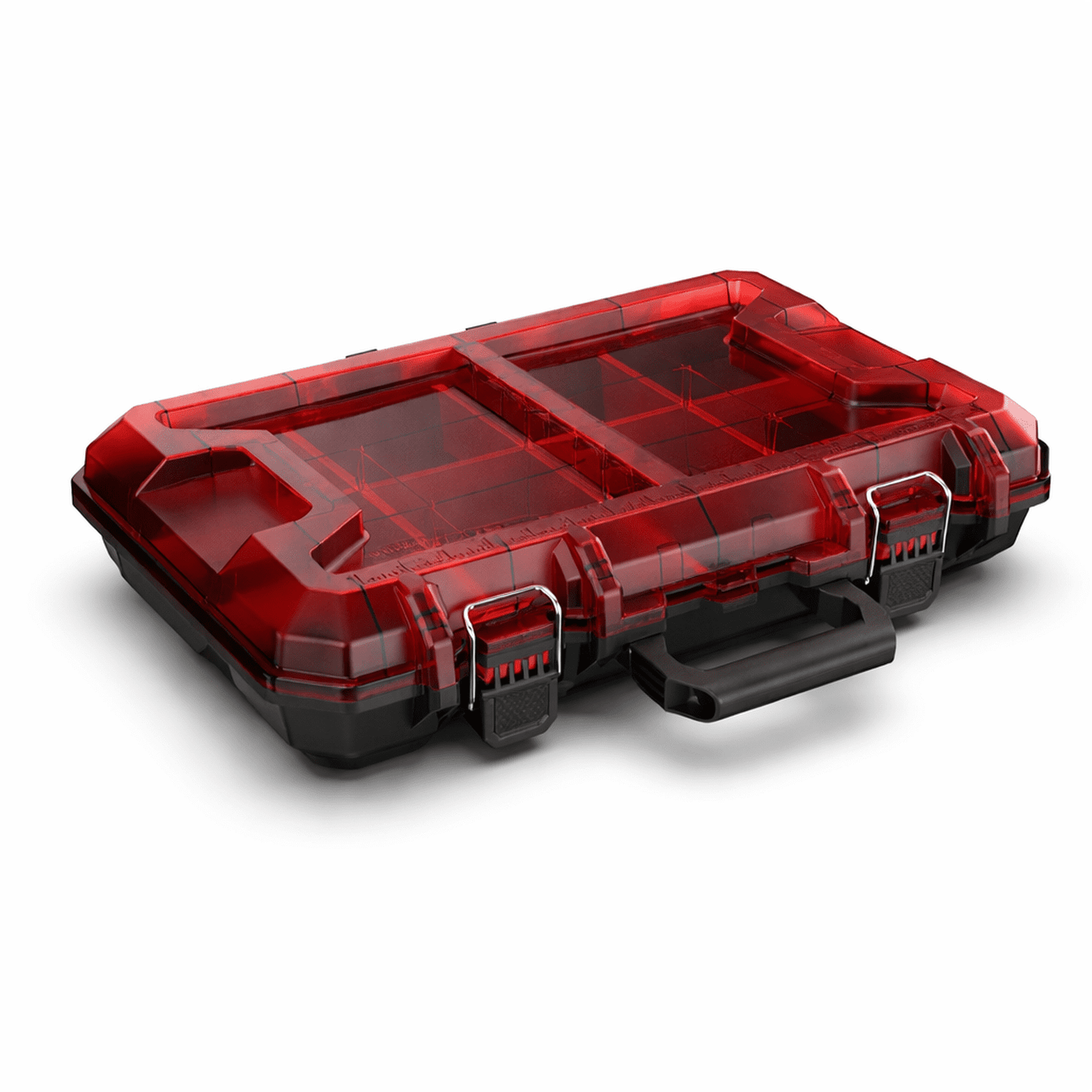 Hyper Tough Hyper Stack Shallow Full-Size Organizer with Dividers â€“ Modular Storage with Translucent Lid & Handle
