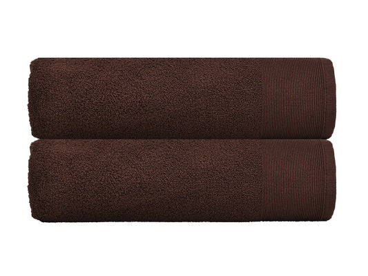 Fabstyles 2 Pieces Solid 600 GSM Cotton Bath Sheets, 36" x 67", Chocolate