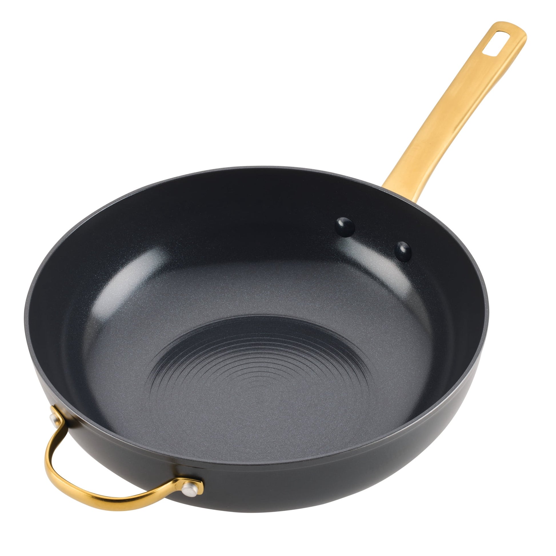 Farberware Forged Induction 12 Inch Ceramic Nonstick Stir-Fry Pan with Helper Handle, Dishwasher Safe and Oven Safe to 500Â°F, Black