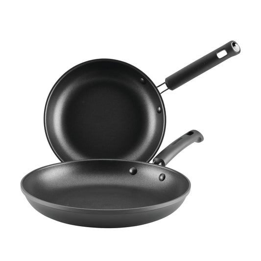Farberware TrueCook 2pc Nonstick Frying Pan Set, Dishwasher and Oven Safe, Black