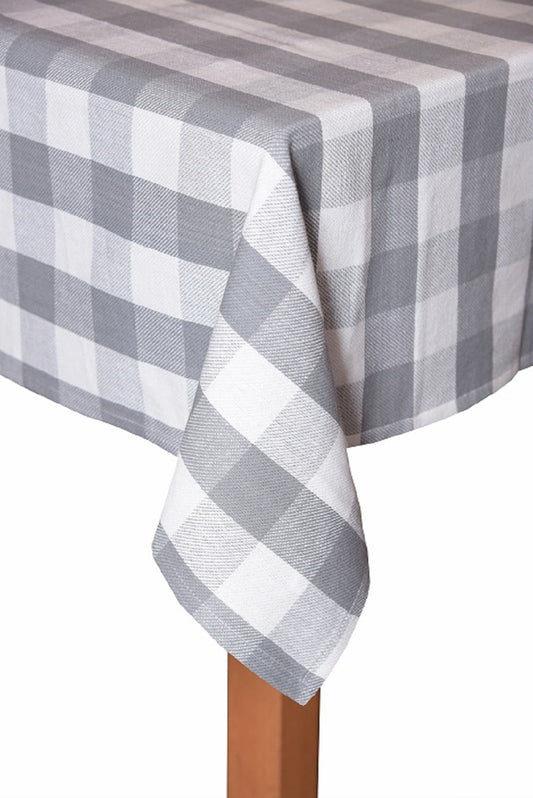 Farm Check Grey 100% Cotton Tablecloth 60"X84"