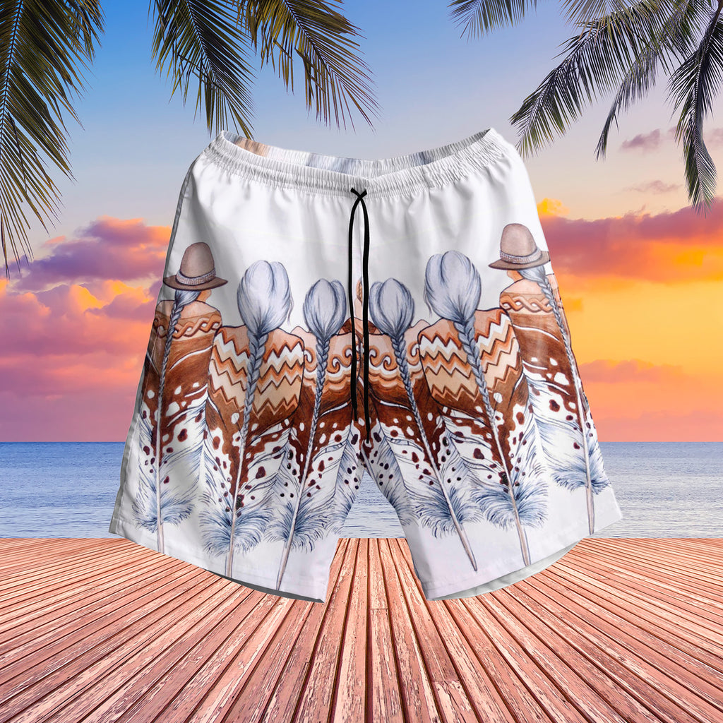 Feather Girls Native American Hawaiian Shorts