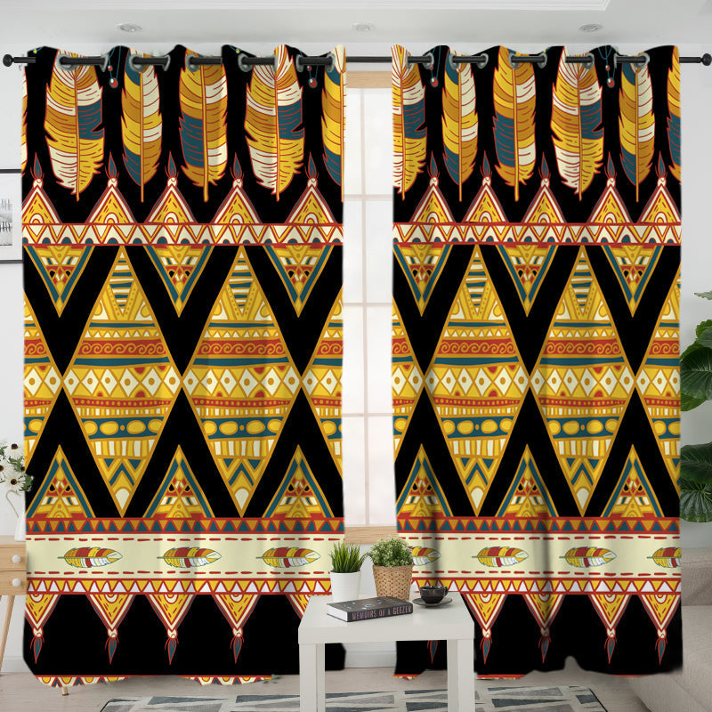 Feather Yellow Native Living Room Curtain