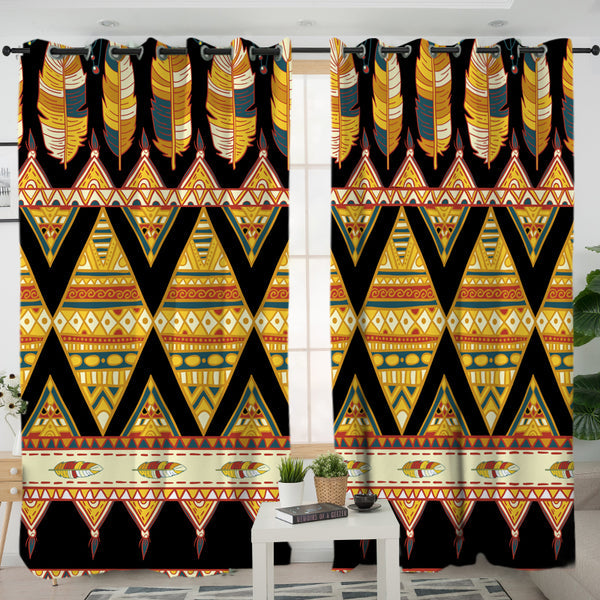 Feather Yellow Native Living Room Curtain