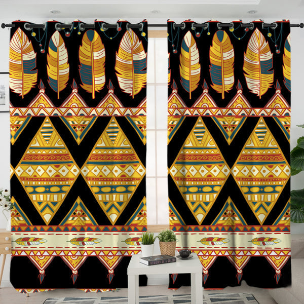 Feather Yellow Native Living Room Curtain