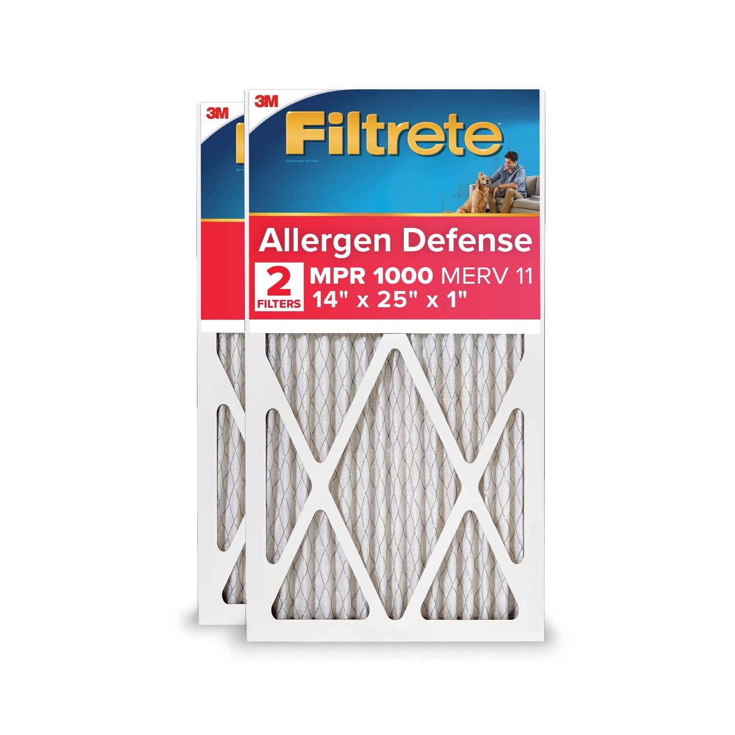 Filtrete 14x25x1 HVAC Furnace Air Filter, MPR 1000 MERV 11, Allergen Defense, 1 Filter