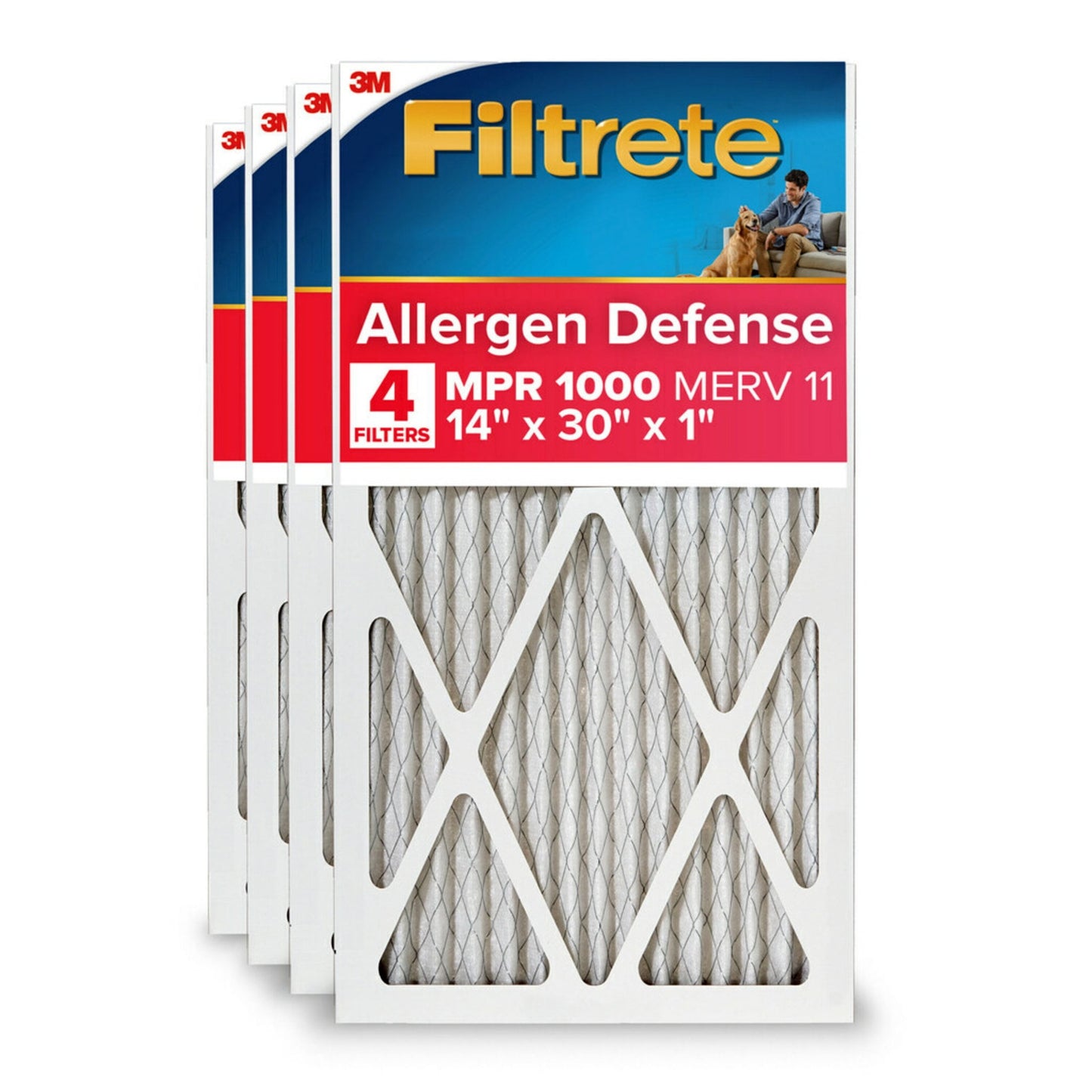 Filtrete 14x30x1 HVAC Furnace Air Filter, MPR 1000 MERV 11, Allergen Defense, 6 Pack