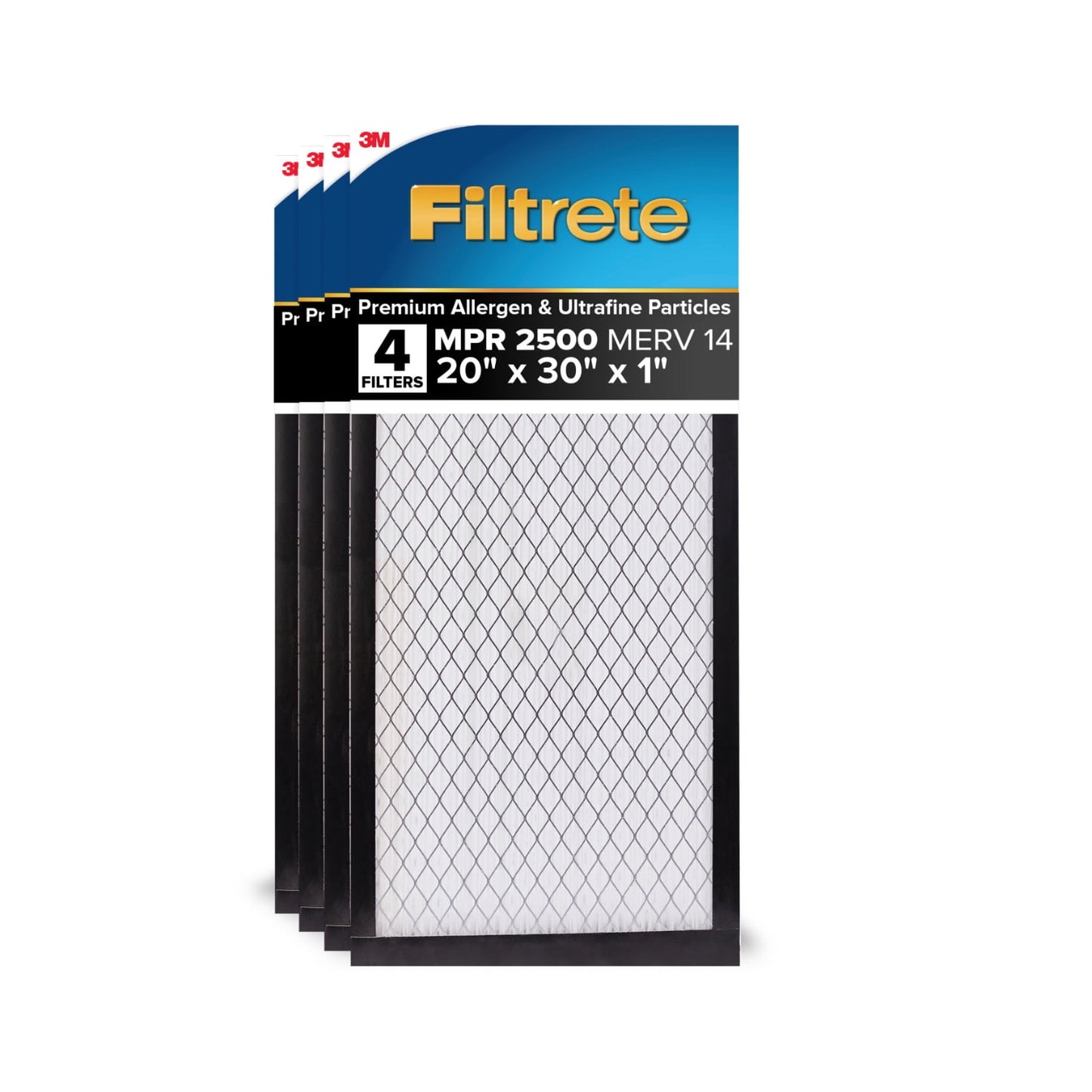 Filtrete 20x30x1 Air Filter, MPR 2500 MERV 14, Premium Allergen and Ultrafine Particles, 4 Filters
