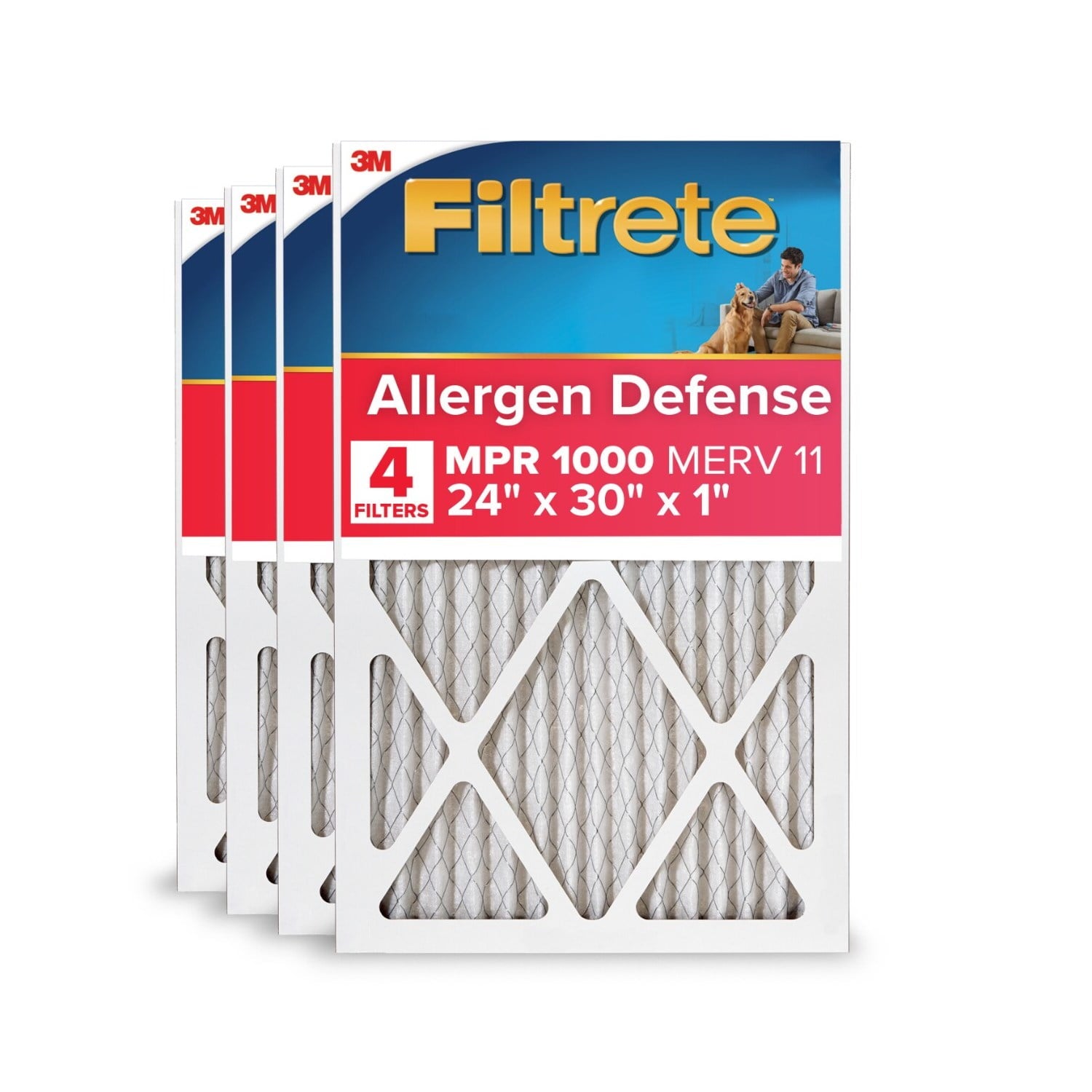 Filtrete 24x30x1 HVAC Furnace Air Filter, MPR 1000 MERV 11, Allergen Defense, 6 Pack