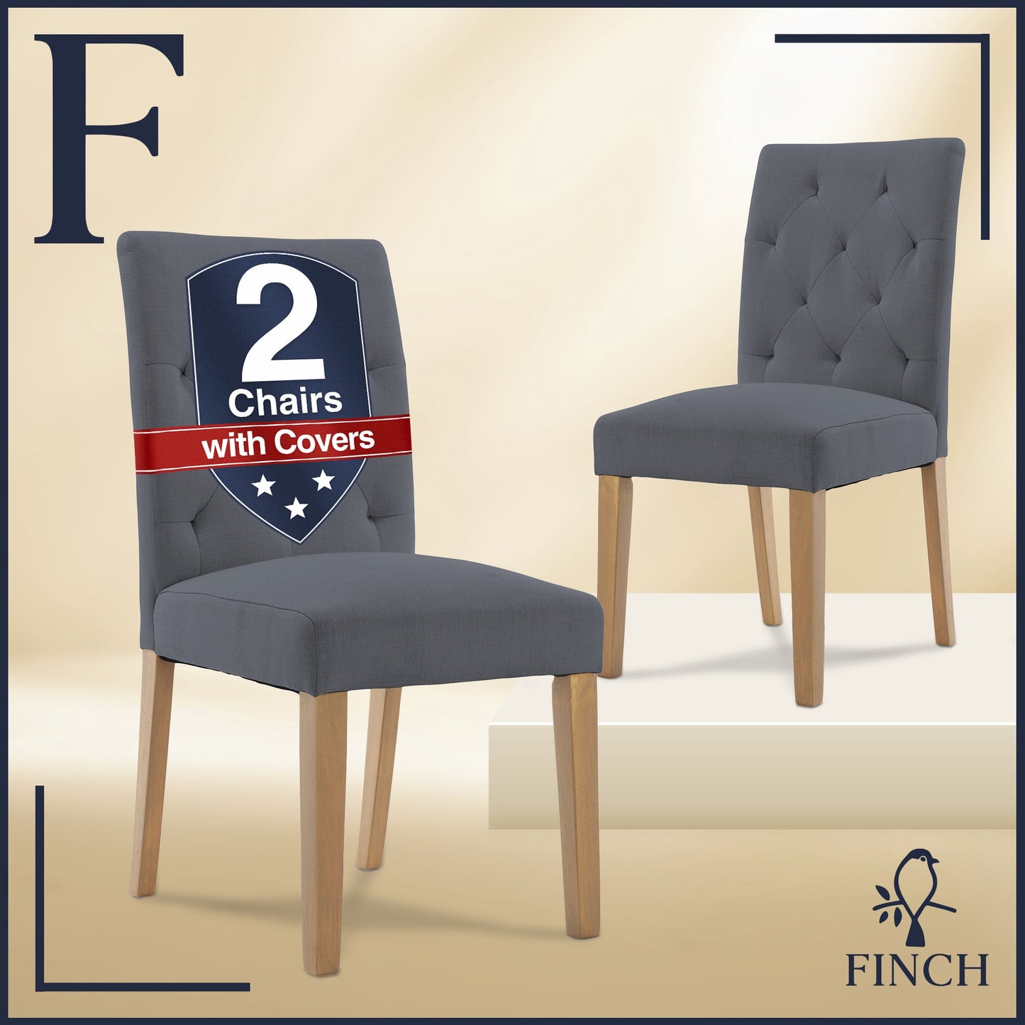 Finch Westport Tufted Armless Dining Side Chairs, Cottage Gray (Set of 2)