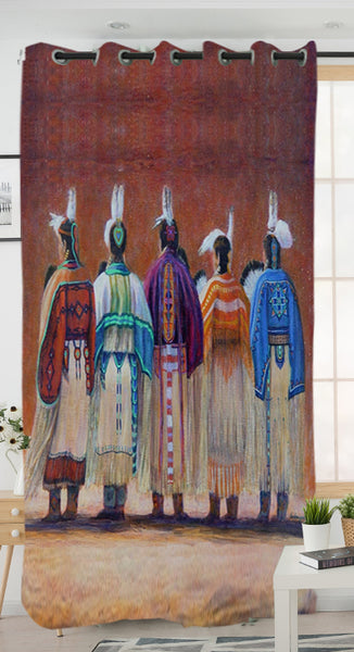 Five Chief Native American Living Room Curtain
