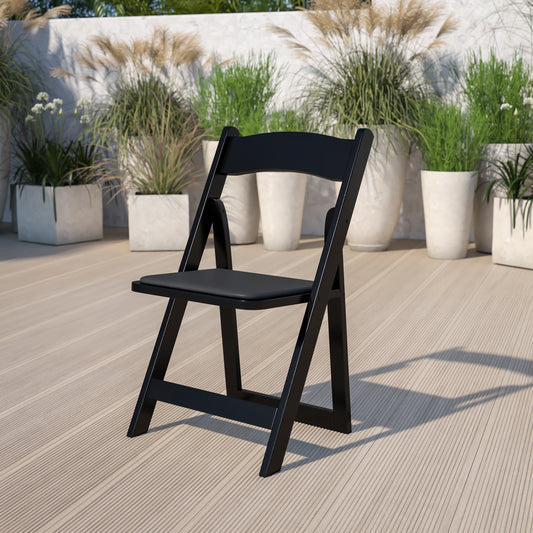 Flash Furniture HERCULES Series Silla Plegable de Madera Blanca con Asiento Acolchado de Vinilo