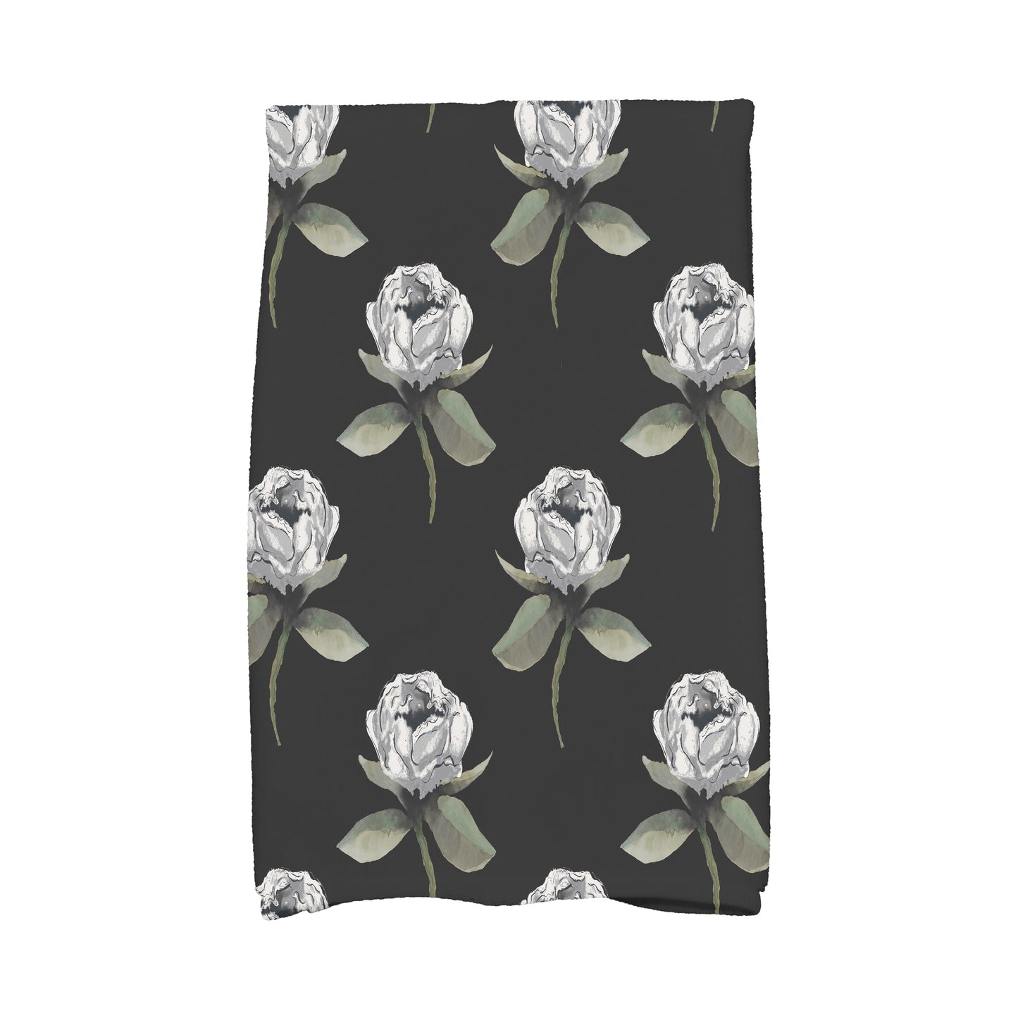 Floral Bunch 18" x 30" Inch Black Floral Print Hand Towel