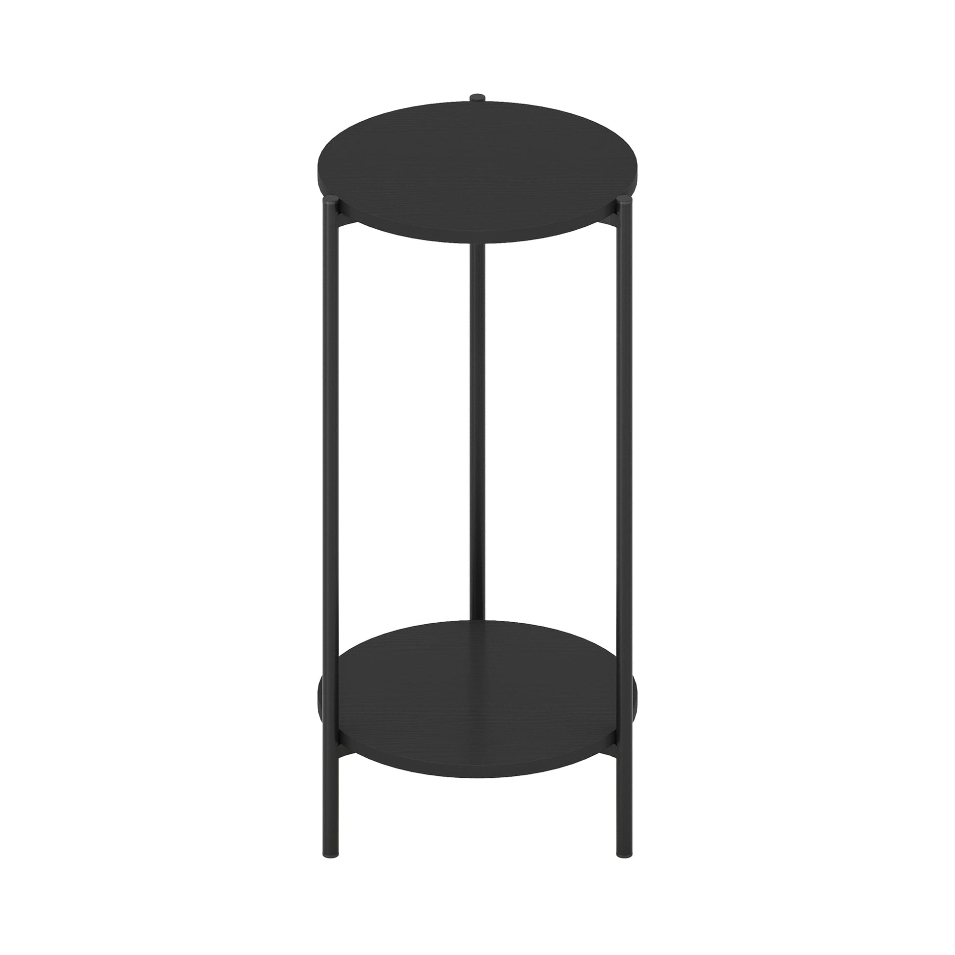 Furinno Besi 2-Tier Modern Tall Round Side End Table with Sturdy Metal Legs, Americano