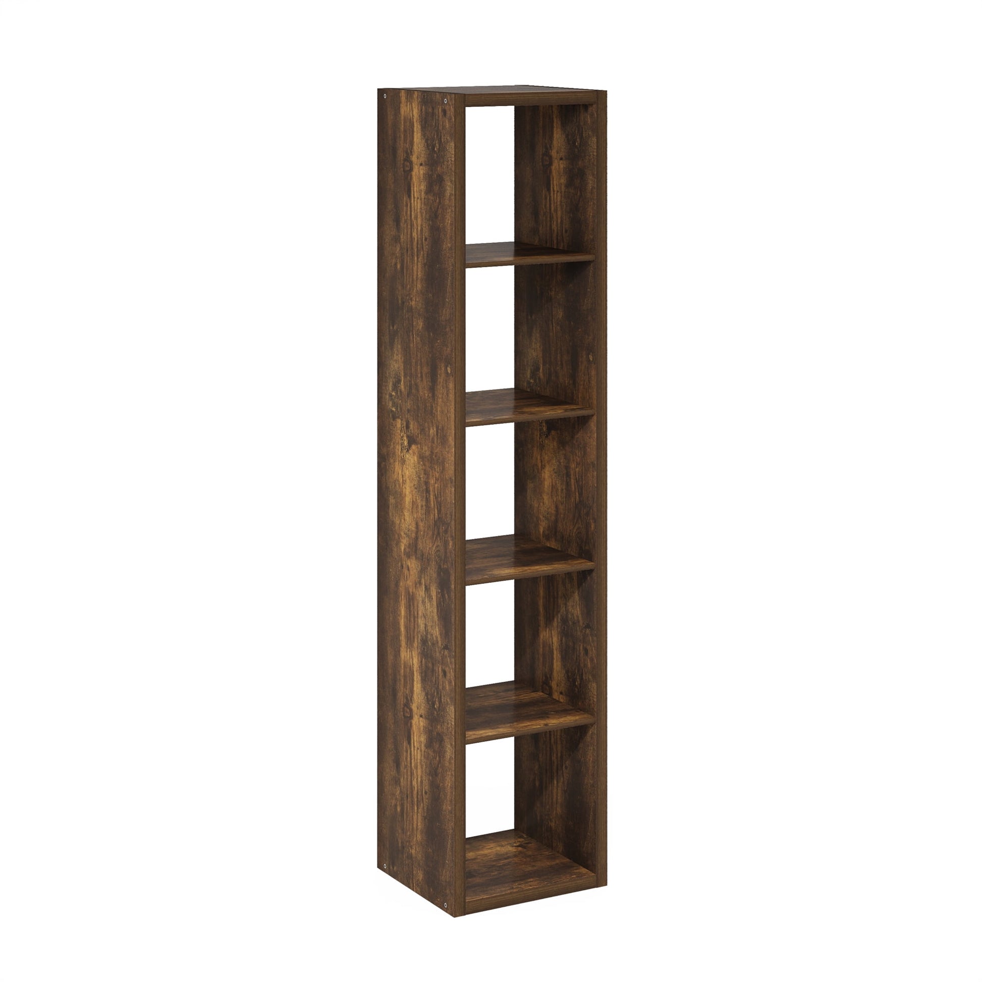 Furinno CUBICLE Book Shelf, 5-Cube Vertical Thick Frame Bookshelf, Horizontally & Vertically Reversible Bookcase with Open Back, 14.6 x 15.9 x 72, for Living Room, Bedroom, Home Office, Sage Green
