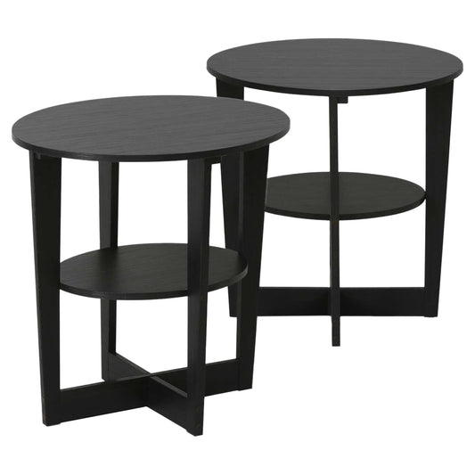 Furinno JAYA Oval End Table, Walnut, Set of 2