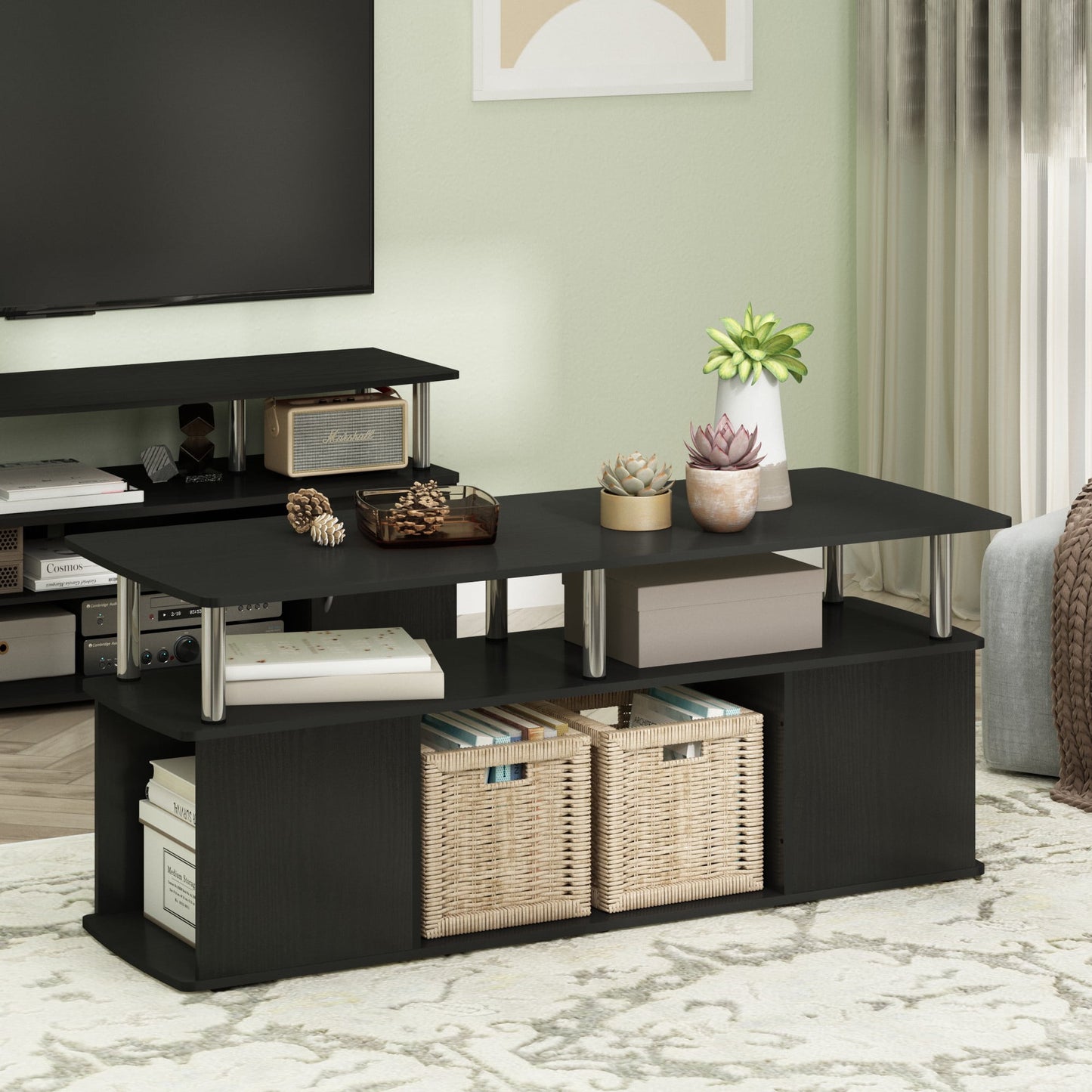 Furinno JAYA TV Stand for TV up to 50" in Dark Americano