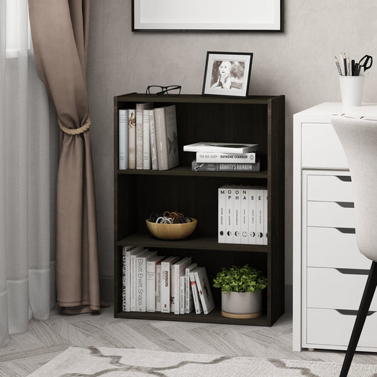 Furinno Pasir 3-Tier Open Shelf, Dark Espresso