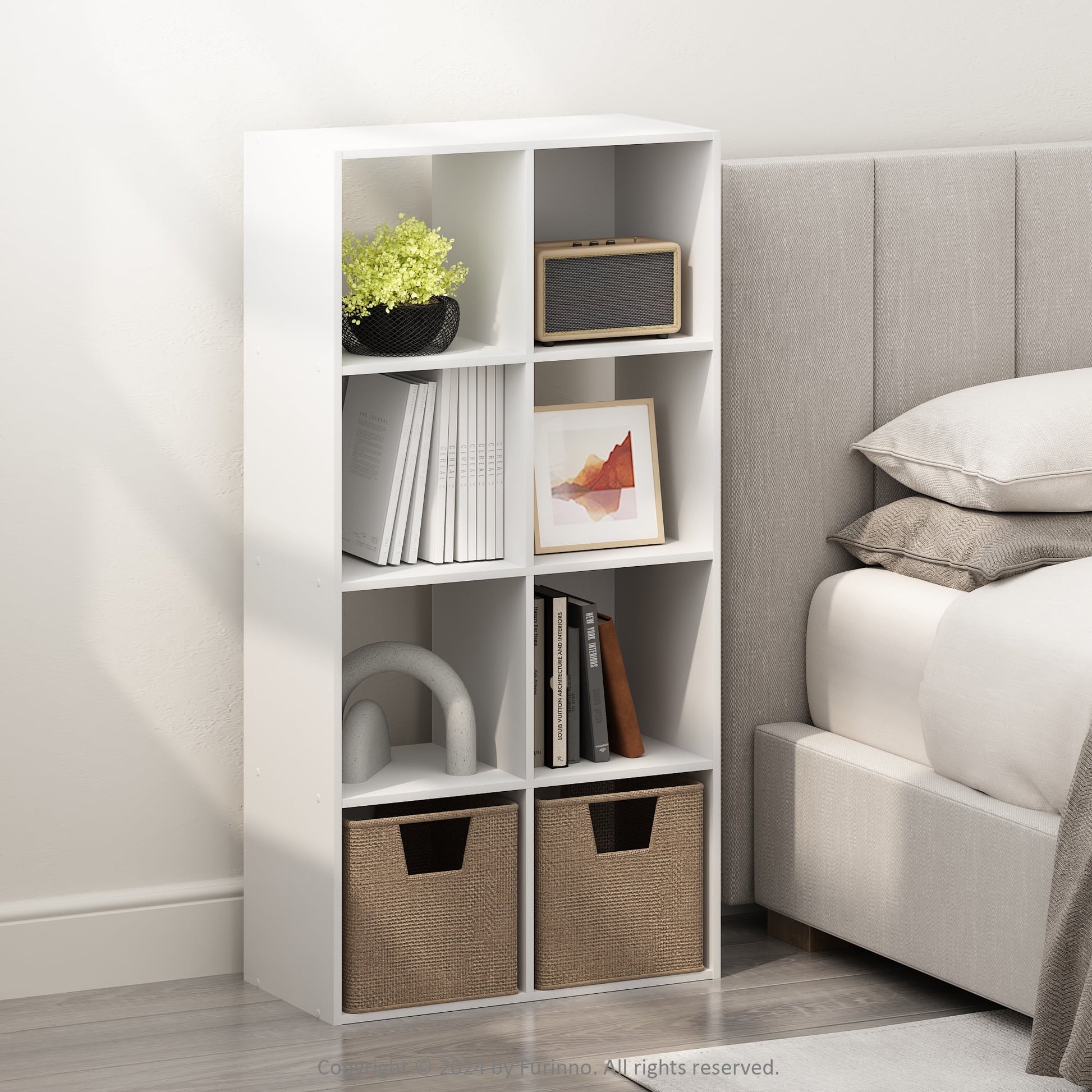 Furinno PELLI CUBIC Storage Cabinet in Bookcase in Bookshelf in 8-Cube in White