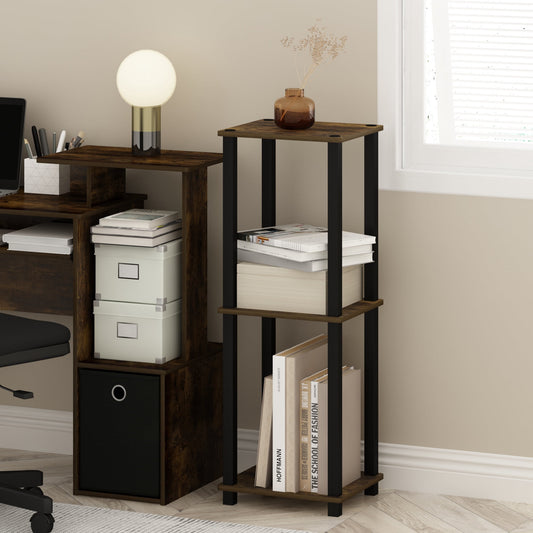 Furinno Simplistic End Table, Small, Set of 2, Amber Pine/Black