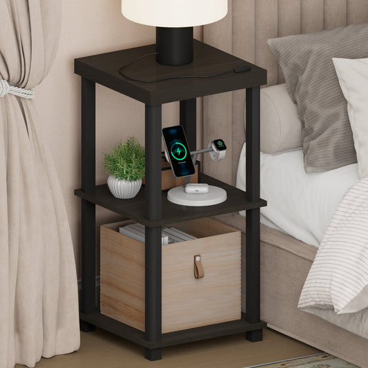 Furinno TURN-N-TUBE 3-Tier Thick Tabletop Toolless Open Nightstand Espresso