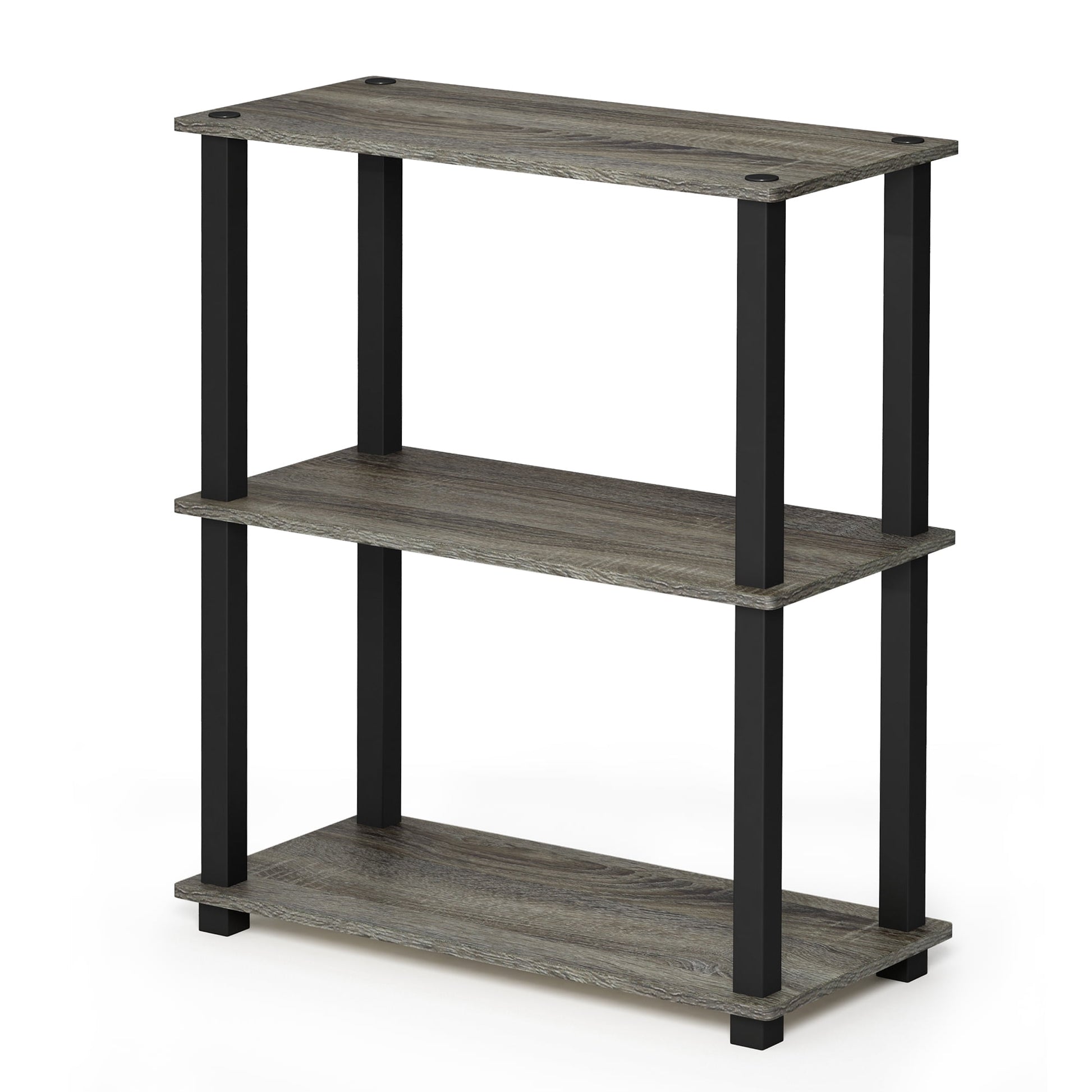 Furinno Turn-N-Tube 3-Tier Compact Multipurpose Shelf Display Rack with Square Tubes, 18025GYW/BK