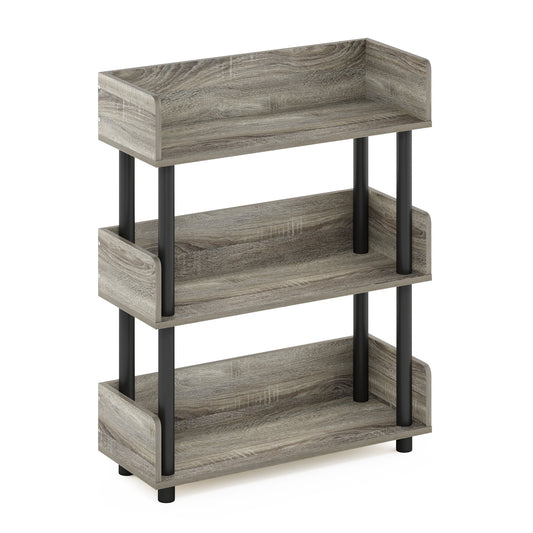 Furinno Turn-N-Tube 3-Tier Freestanding Multipurposes Display Rack, Bookshelf, French Oak/Black
