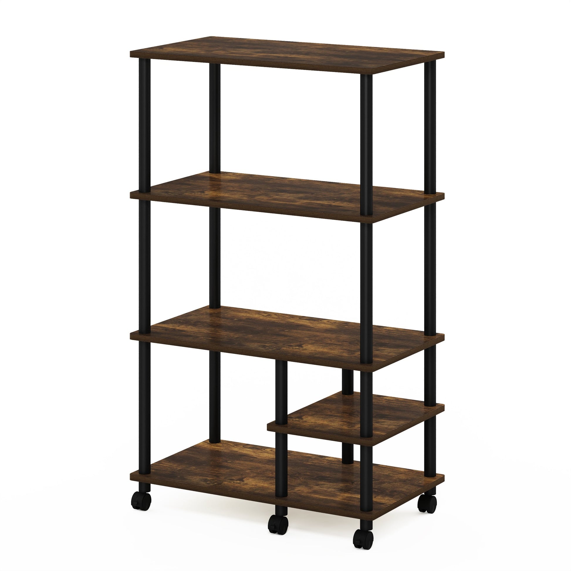 Furinno Turn-N-Tube Carrito de Almacenamiento de Cocina sin Herramientas de 4 Niveles, Pino Ãmbar/negro