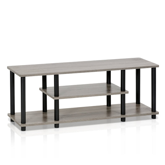 Furinno Turn-N-Tube No Tool 3-Tier Entertainment TV Stands, Gray/Black