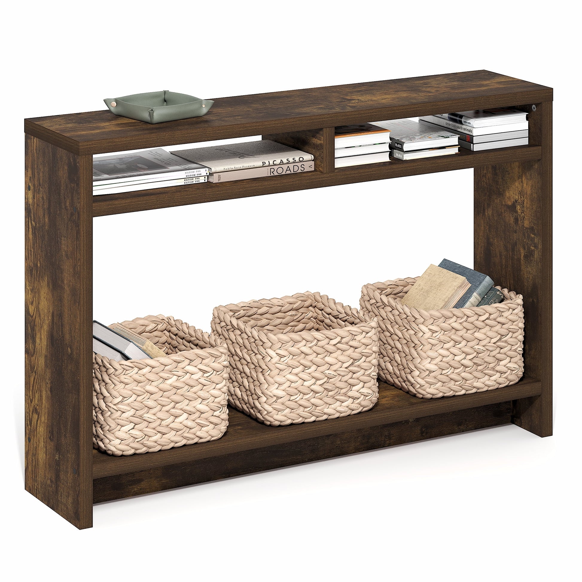 Furinno VIOLA 3-Tier Narrow Console Table Extra Thick Frame Amber Pine