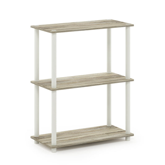 Furinno Mesa Auxiliar de 3 Niveles Estilo Industrial con Estructura de Metal, Mesa Lateral, Roble FinlandÃ©s