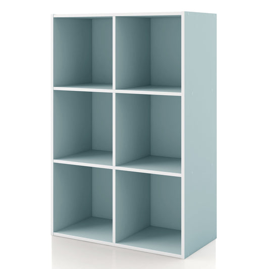 Furniture of America Brooks Stackable 6-Cube Wood Light Blue Kids Bookcase