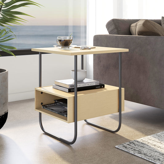 Furniture of America Javor 2-Cubby Wood Indoor End Table, Light Maple